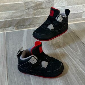 Jordan 4 Retro baby Walkers- Red Black Gray- Size 3C